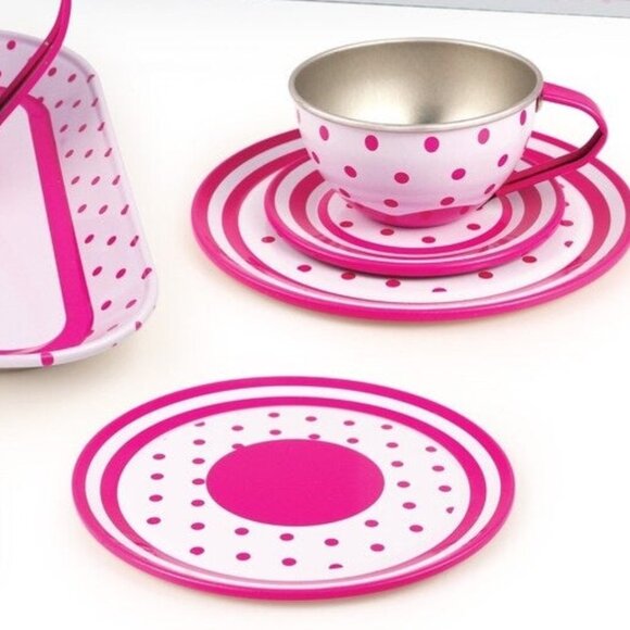 Alex Lots of Dots Tin Tea Set 15 Pcs New in Box For Age 3+ - Picture 4 of 15
